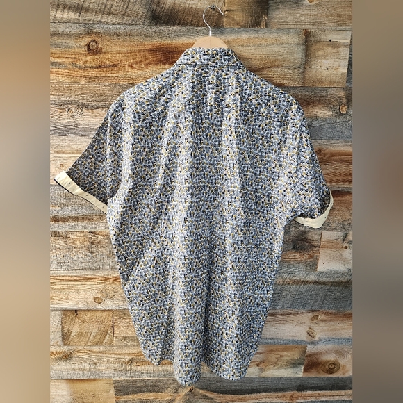 Gem Malki Short sleeve casual button down modern fit XL New - Picture 2 of 15